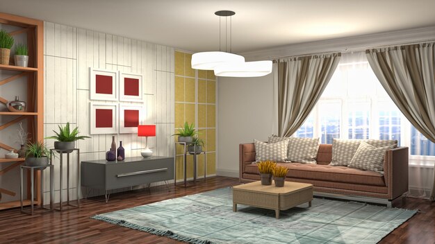 Illustration of the living room interior