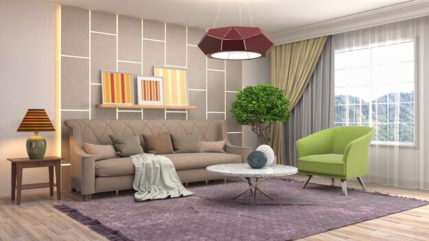 Illustration of the living room interior