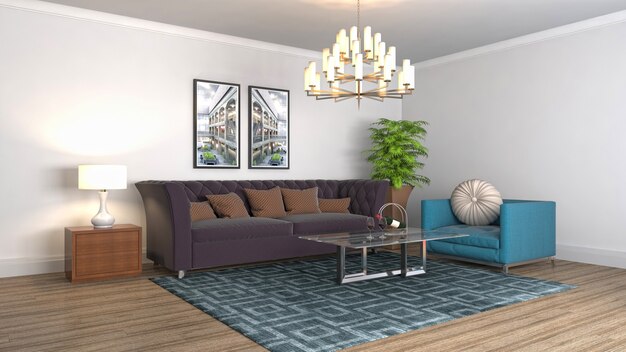 Illustration of the living room interior