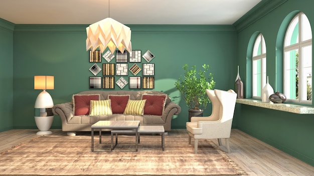 Illustration of the living room interior