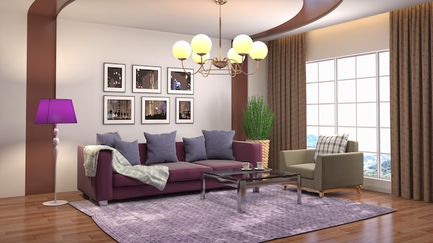 Illustration of the living room interior