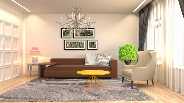 Illustration of the living room interior