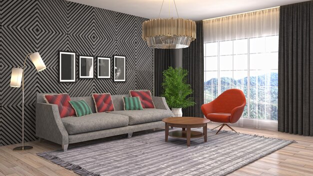 Illustration of the living room interior