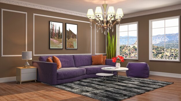 Illustration of the living room interior