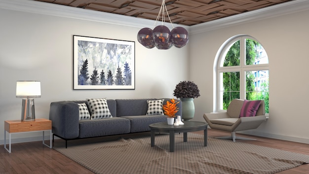 Illustration of the living room interior