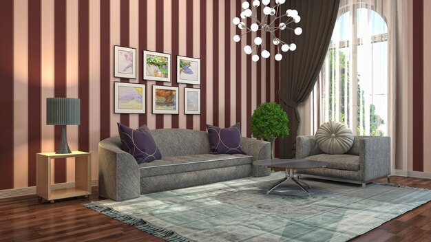 Illustration of the living room interior