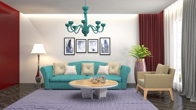 Illustration of the living room interior