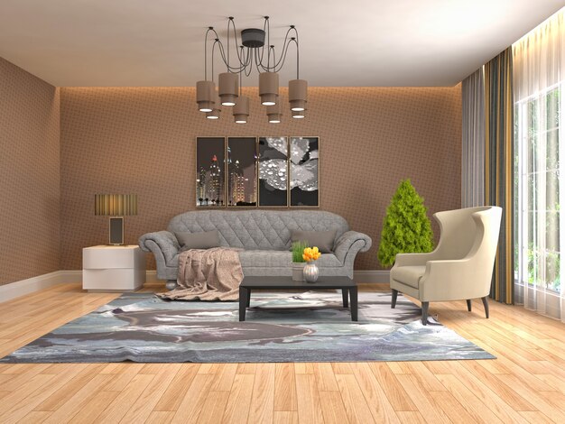 Illustration of the living room interior