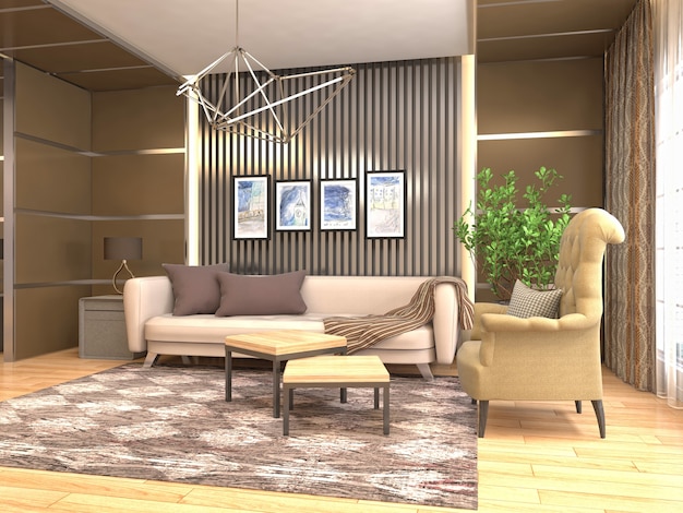 Illustration of the living room interior