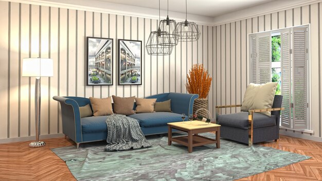 Illustration of the living room interior