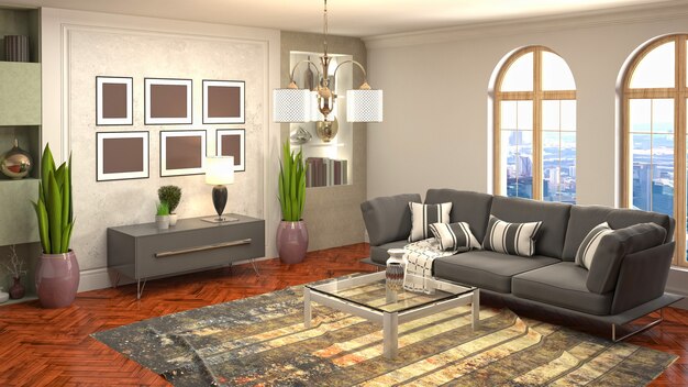 Illustration of the living room interior