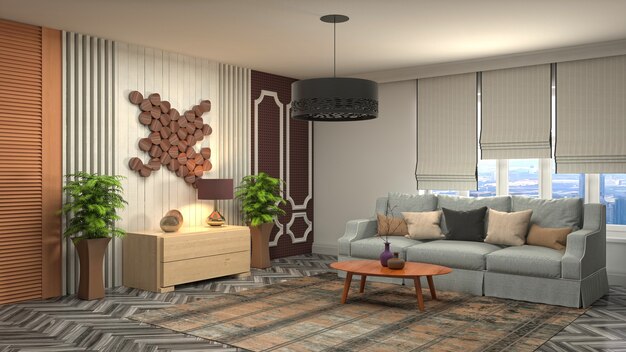 Illustration of the living room interior