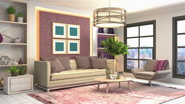 Illustration of the living room interior