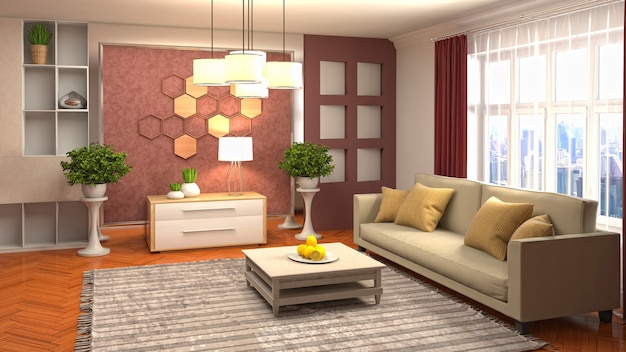 Illustration of the living room interior