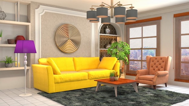 Illustration of the living room interior