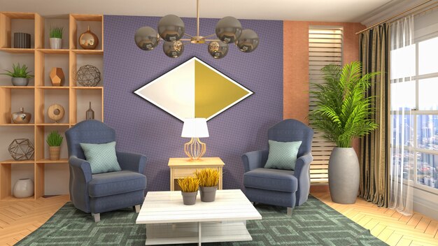 Illustration of the living room interior