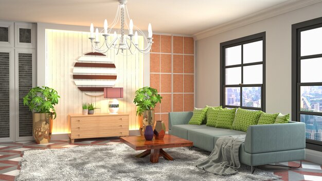 Illustration of the living room interior