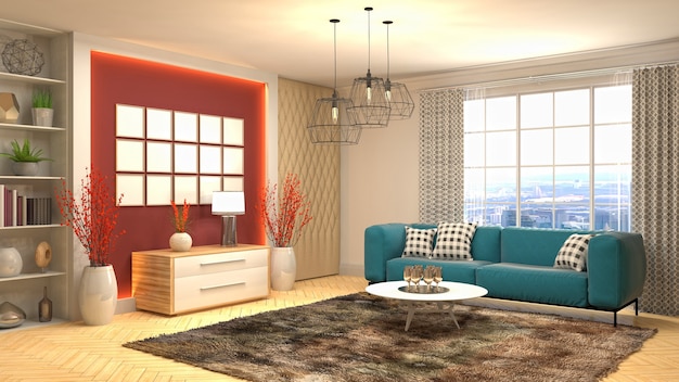 Illustration of the living room interior