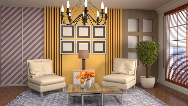 Illustration of the living room interior