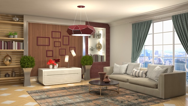 Illustration of the living room interior