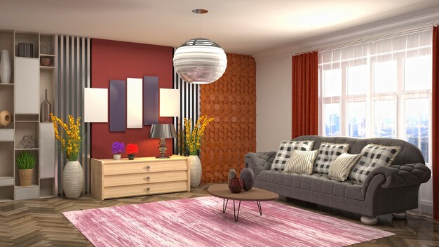 Illustration of the living room interior