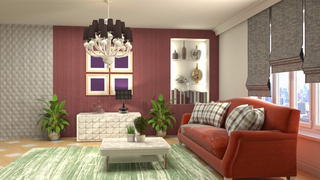 Illustration of the living room interior