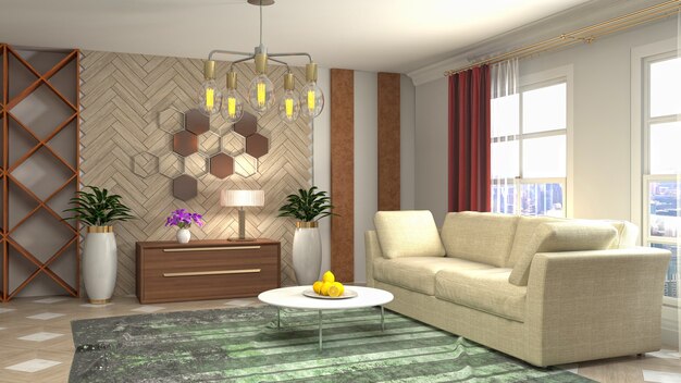 Illustration of the living room interior