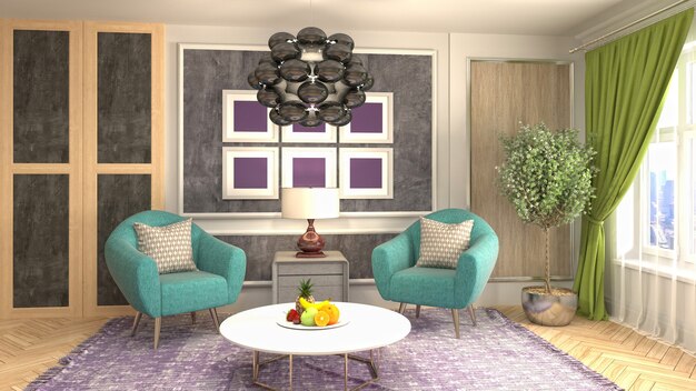 Illustration of the living room interior