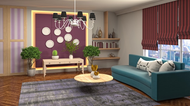 Illustration of the living room interior