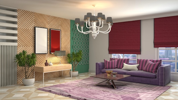 Illustration of the living room interior