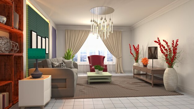 Illustration of the living room interior