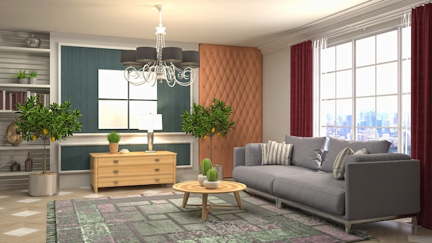 Illustration of the living room interior