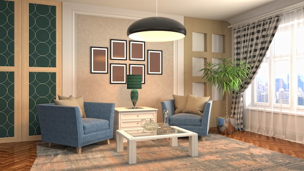 Illustration of the living room interior