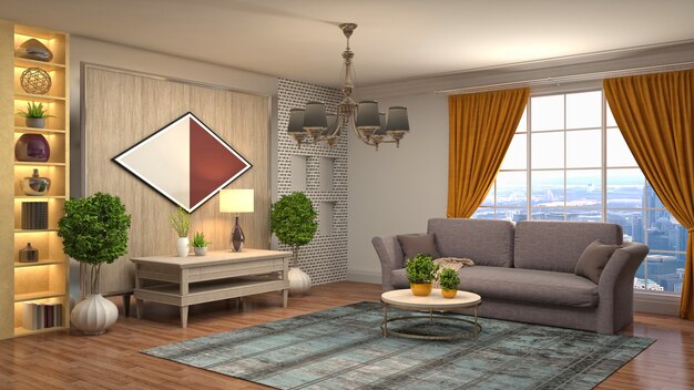 Illustration of the living room interior