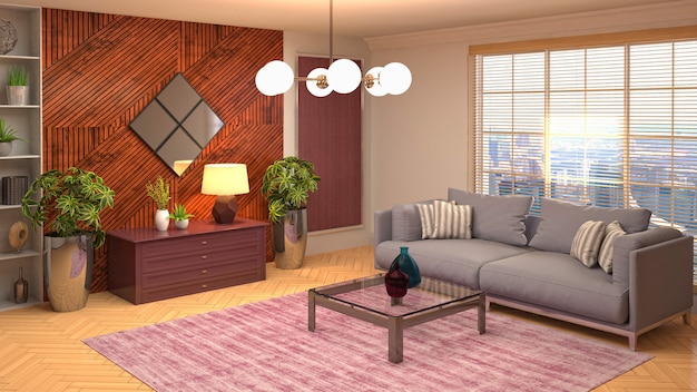 Illustration of the living room interior