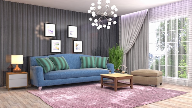 Illustration of the living room interior