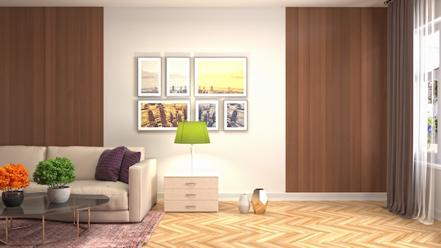 Illustration of the living room interior