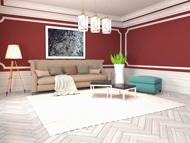 Illustration of the living room interior