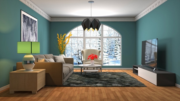 Illustration of the living room interior