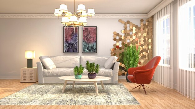 Illustration of the living room interior