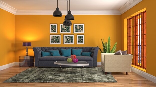 Illustration of the living room interior