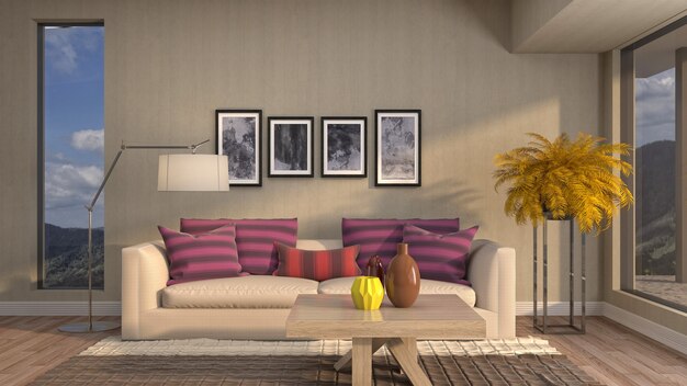 Illustration of the living room interior