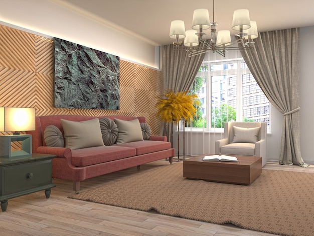 Illustration of the living room interior