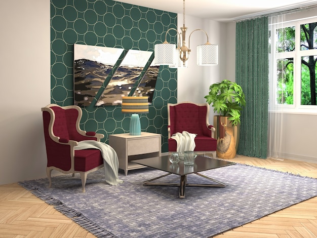 Illustration of the living room interior