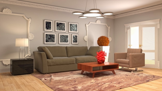 Illustration of the living room interior