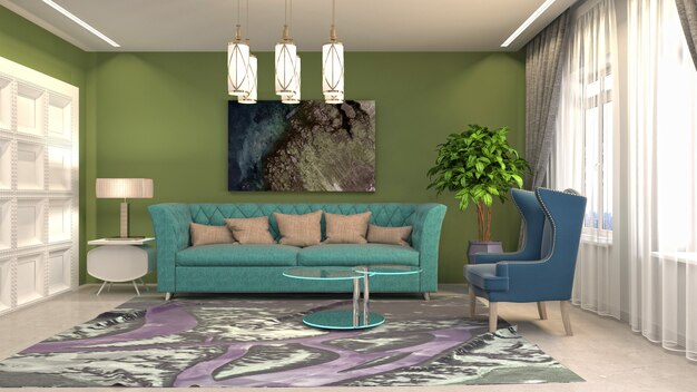 Illustration of the living room interior