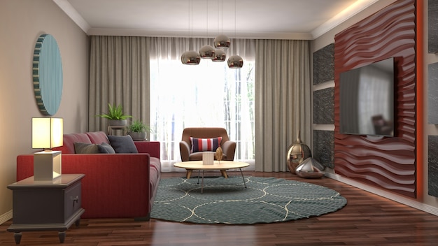 Illustration of the living room interior