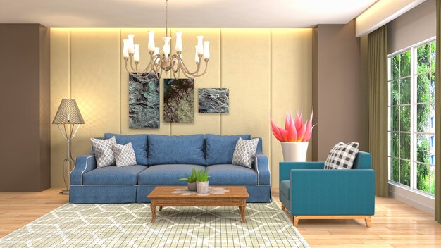 Illustration of the living room interior