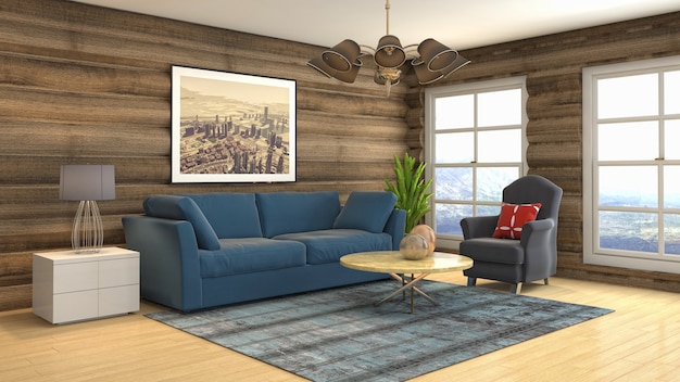 Illustration of the living room interior