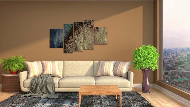 Illustration of the living room interior